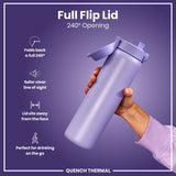 ION8 Leak Proof 1 Litre Thermal Water Bottle, Insulated, Light Purple, 1L