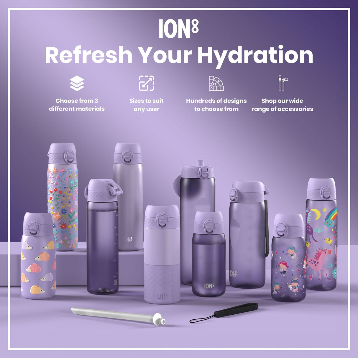 ION8 Leak Proof 1 Litre Thermal Water Bottle, Insulated, Light Purple, 1L