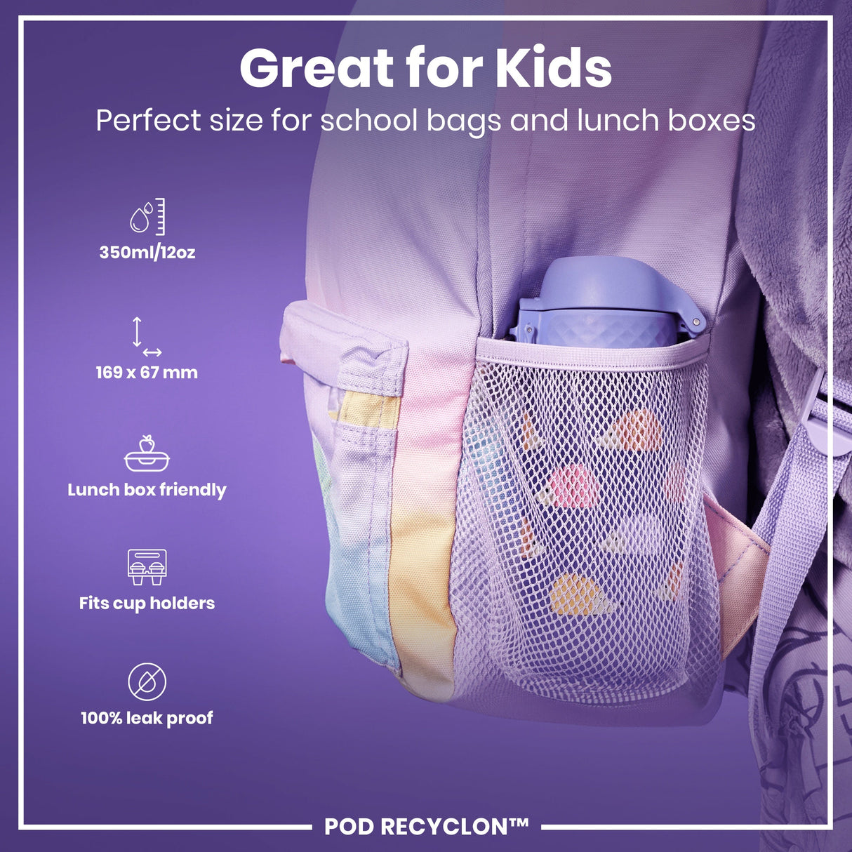 ION8 Leak Proof Kids' Water Bottle, Recyclon, Hedgehogs, 350ml (12oz)