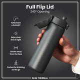 ION8 Leak Proof Slim Thermal Steel Water Bottle, Insulated, Grey, 500ml (17oz)