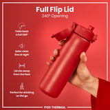 ION8 Leak Proof Thermal Steel Water Bottle, Insulated, Red, 320ml (11oz)