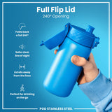 ION8 Leak Proof Water Bottle, Stainless Steel, Blue, 400ml (13oz)