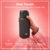 ION8 Leak Proof Water Bottle, Stainless Steel, Grey, 400ml (13oz)