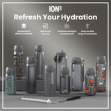 ION8 Leak Proof Water Bottle, Stainless Steel, Grey, 400ml (13oz)