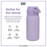 ION8 Leak Proof Thermal Steel Water Bottle, Insulated, Light Purple, 320ml (11oz)