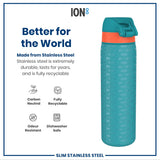 ION8 Leak Proof NFL Water Bottle, Stainless Steel, Miami Dolphins, 600ml (20oz)