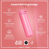 ION8 Leak Proof 1 Litre Thermal Water Bottle, Insulated, Rose Bloom, 1L