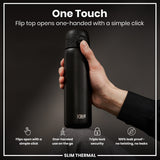 ION8 Leak Proof Slim Thermal Steel Water Bottle, Insulated, Black, 500ml (17oz)