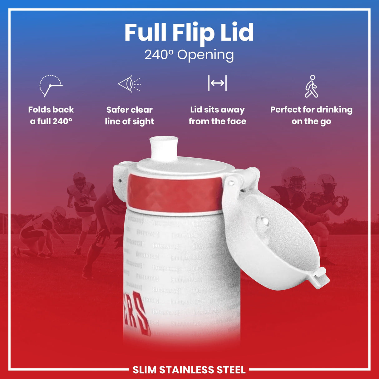ION8 Leak Proof NFL Water Bottle, Stainless Steel, Tampa Bay Buccaneers, 600ml