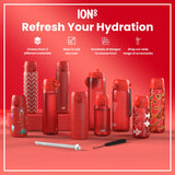 ION8 Leak Proof 1 Litre Water Bottle, Stainless Steel, Red, 1L