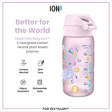 ION8 Leak Proof Kids Water Bottle, Recyclon, Unicorns, 350ml (12oz)