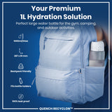 ION8 Leak Proof 1 Litre Water Bottle with Times to Drink, Recyclon, Ice, 1L