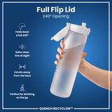 ION8 Leak Proof 1 Litre Water Bottle with Times to Drink, Recyclon, Ice, 1L