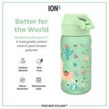 ION8 Leak Proof Kids Water Bottle, Recyclon, Llamas, 350ml (12oz)