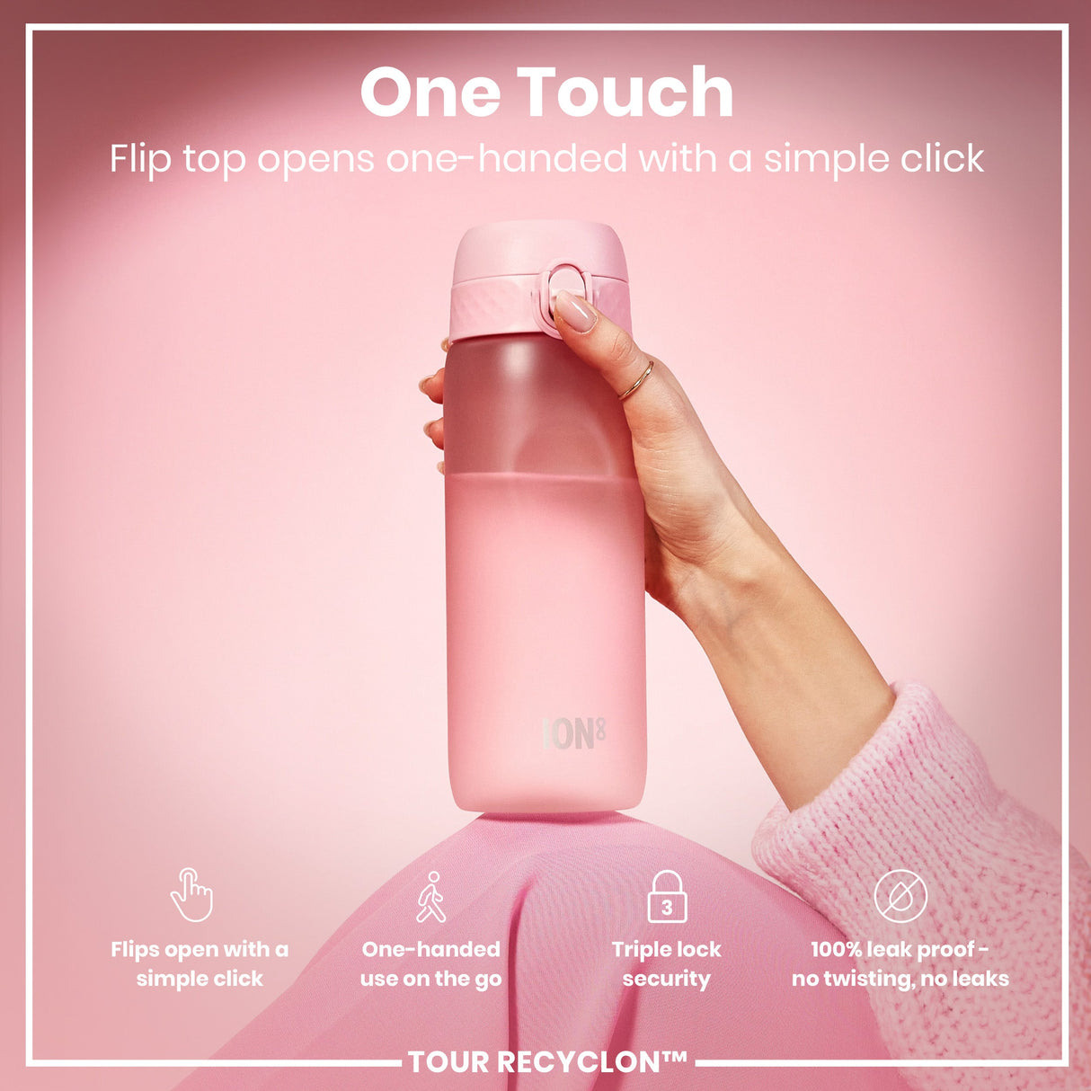 ION8 Bottle, Recyclon, Rose Quartz, 750ml