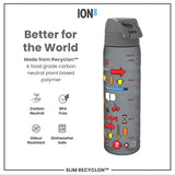 ION8 Leak Proof Slim Water Bottle, Recyclon, Gamer, 500ml (18oz)