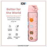 ION8 Leak Proof Slim Water Bottle, Recyclon, Cats, 500ml (18oz)
