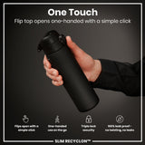 ION8 Leak Proof Slim Water Bottle, Recyclon, Black, 500ml (18oz)