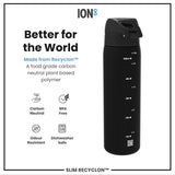 ION8 Leak Proof Slim Water Bottle, Recyclon, Black, 500ml (18oz)