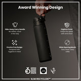 ION8 Leak Proof Slim Water Bottle, Recyclon, Black, 500ml (18oz)