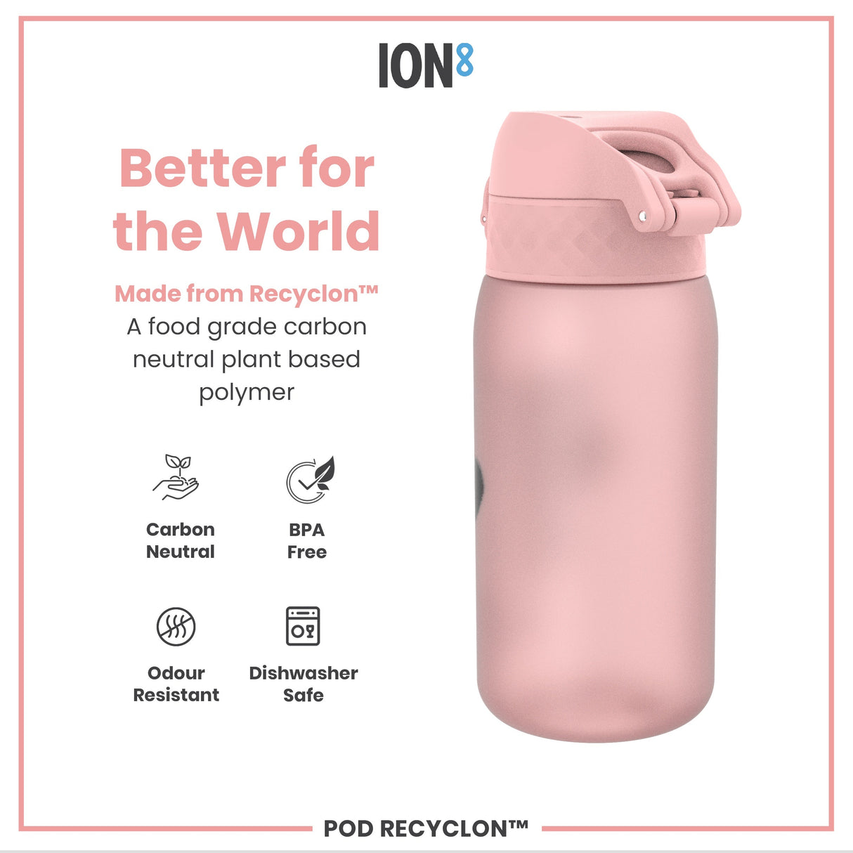 ION8 Leak Proof Kids Water Bottle, Recyclon, Panda, 350ml (12oz)