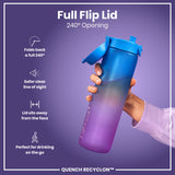 ION8 Leak Proof 1 Litre Water Bottle with Times to Drink, Recyclon, Blue & Pink, 1L