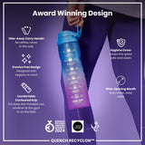 ION8 Leak Proof 1 Litre Water Bottle with Times to Drink, Recyclon, Blue & Pink, 1L
