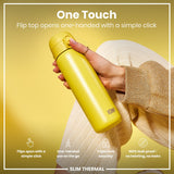 ION8 Leak Proof Slim Thermal Steel Water Bottle, Insulated, Yellow, 500ml (17oz)