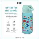 ION8 Leak Proof Kids Water Bottle, Recyclon, Fish, 350ml (12oz)