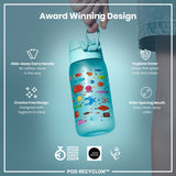 ION8 Leak Proof Kids Water Bottle, Recyclon, Fish, 350ml (12oz)