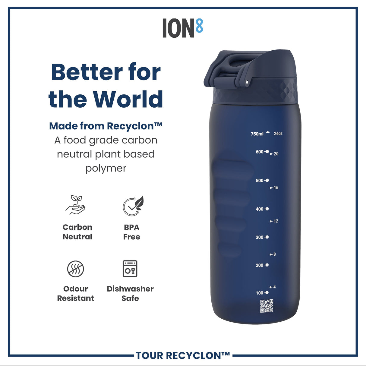 ION8 Bottle, Recyclon, Navy, 750ml