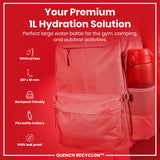 ION8 Leak Proof 1 litre Water Bottle, Recyclon, Red, 1L