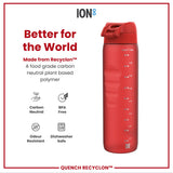 ION8 Leak Proof 1 litre Water Bottle, Recyclon, Red, 1L