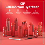 ION8 Leak Proof 1 litre Water Bottle, Recyclon, Red, 1L
