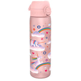 ION8 Leak Proof Slim Water Bottle, Recyclon, Unicorn Rainbows, 500ml (18oz)