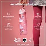 ION8 Leak Proof Slim Water Bottle, Recyclon, Unicorn Rainbows, 500ml (18oz)