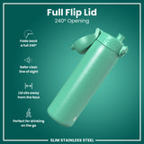 ION8 Leak Proof Slim Water Bottle, Stainless Steel, Teal, 600ml (20oz)