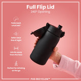 ION8 Leak Proof Kids Water Bottle, Recyclon, Black, 350ml (12oz)