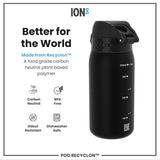 ION8 Leak Proof Kids Water Bottle, Recyclon, Black, 350ml (12oz)
