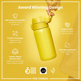 ION8 Leak Proof Thermal  Water Bottle, Insulated Steel, Yellow, 320ml (11oz)