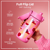 ION8 Leak Proof Kids Water Bottle, Stainless Steel, Ice Creams, 400ml (13oz)