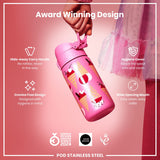 ION8 Leak Proof Kids Water Bottle, Stainless Steel, Ice Creams, 400ml (13oz)