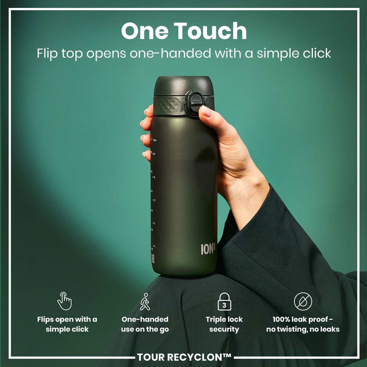 ION8 Bottle, Recyclon, Dark Green, 750ml