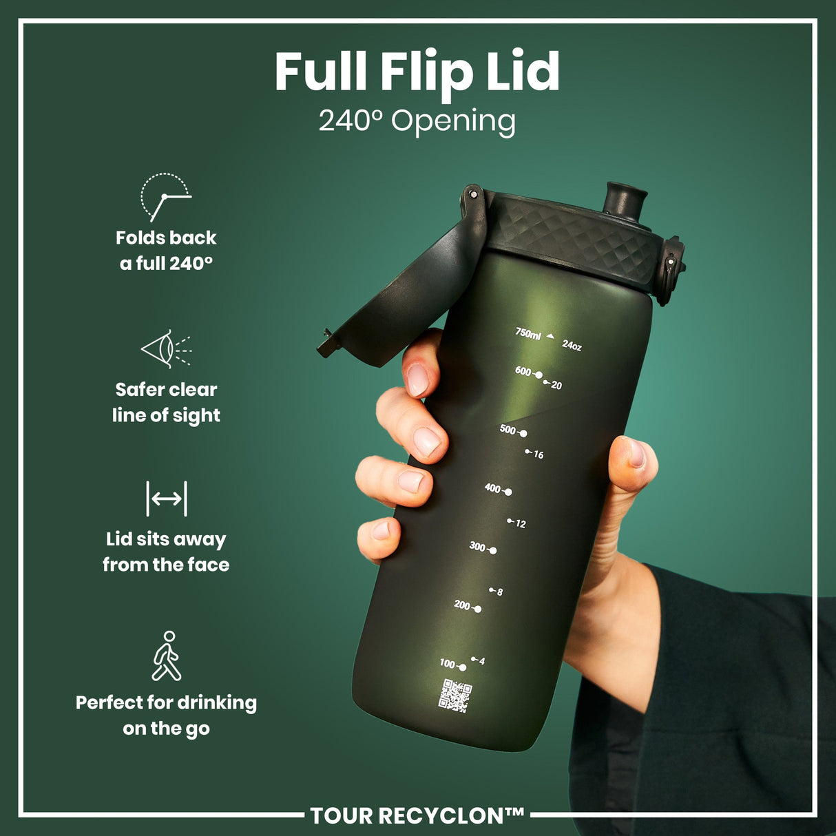 ION8 Bottle, Recyclon, Dark Green, 750ml