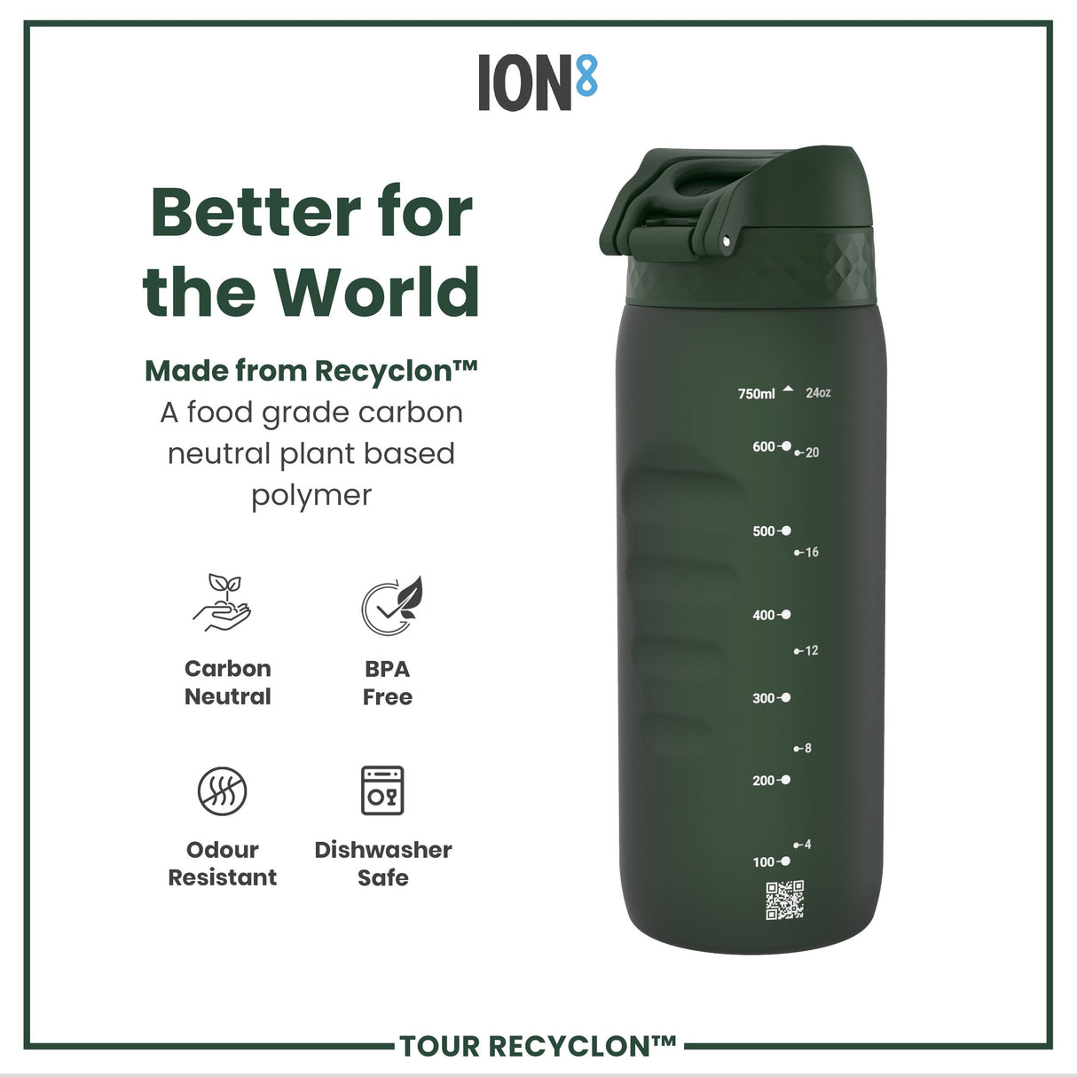 ION8 Bottle, Recyclon, Dark Green, 750ml