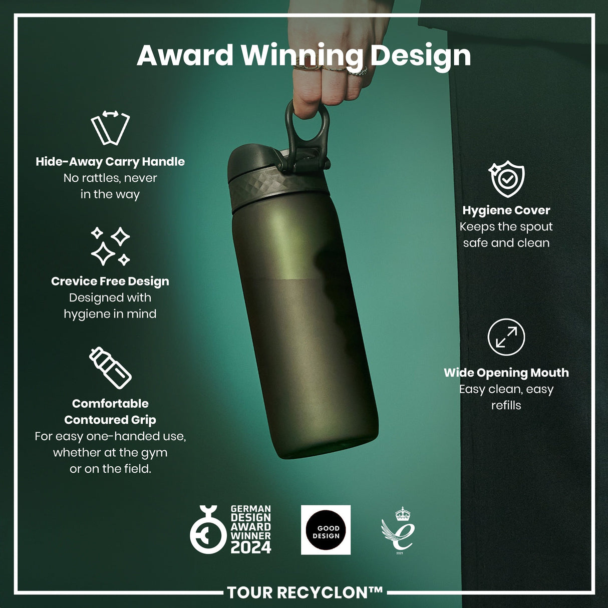 ION8 Bottle, Recyclon, Dark Green, 750ml
