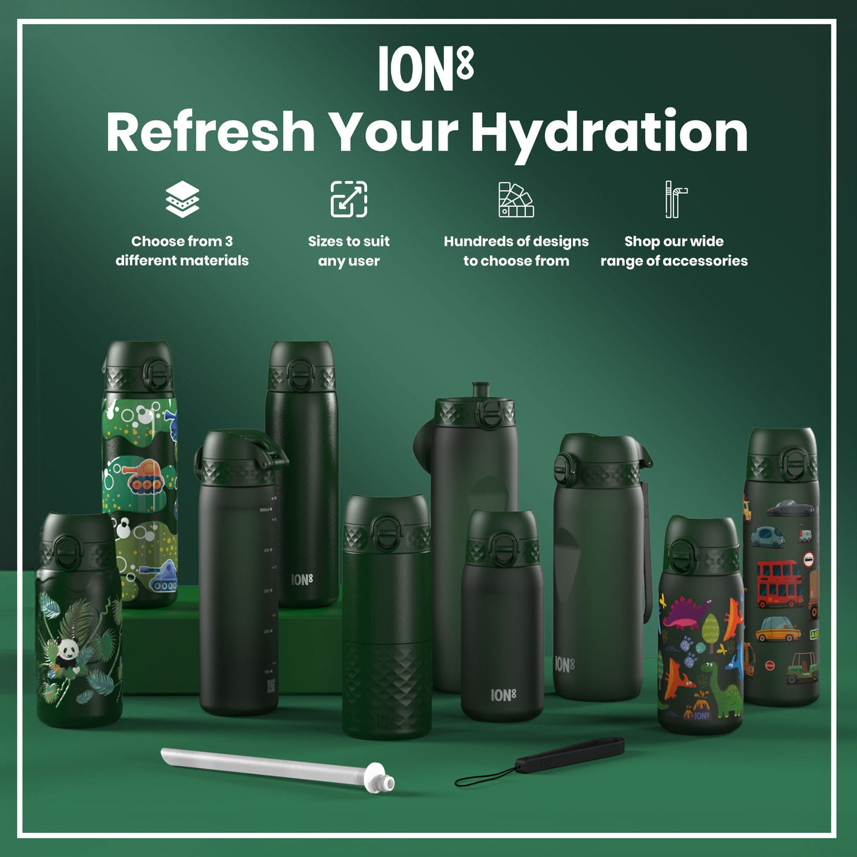 ION8 Bottle, Recyclon, Dark Green, 750ml