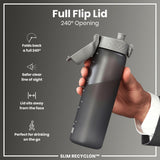 ION8 Leak Proof Slim Water Bottle, Recyclon, Grey, 500ml (18oz)