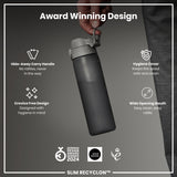ION8 Leak Proof Slim Water Bottle, Recyclon, Grey, 500ml (18oz)