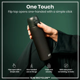 ION8 Leak Proof Slim Water Bottle, Recyclon, Dark Green, 500ml (18oz)